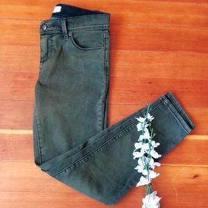 Free People Black Skinny Olive Green Wash Jeans